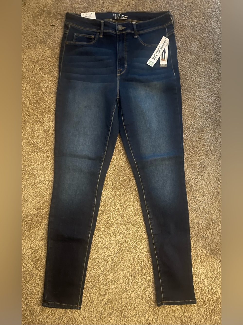 Time and Tru Women's High Rise Jeggings - Dark Wash Stretch Jeans Size 12